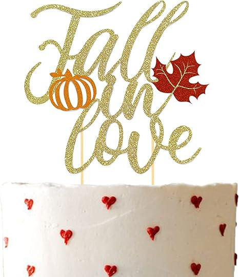 Fall in Love Cake Topper, Fall Themed Party Supplies, Engagement Cake Decorations, Wedding Annive... | Amazon (US)