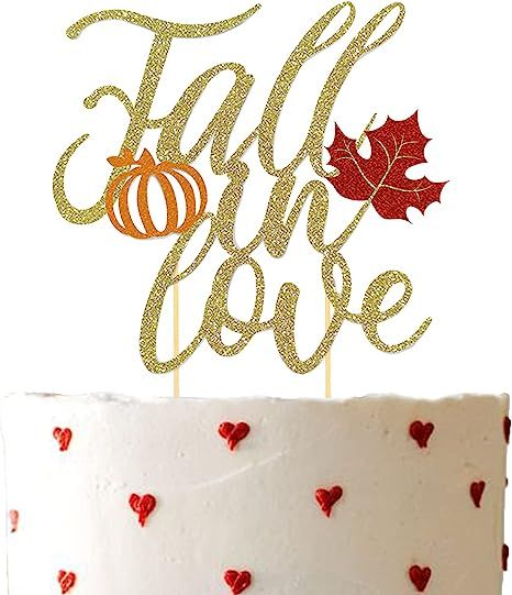 Fall in Love Cake Topper, Fall Themed Party Supplies, Engagement Cake Decorations, Wedding Annive... | Amazon (US)