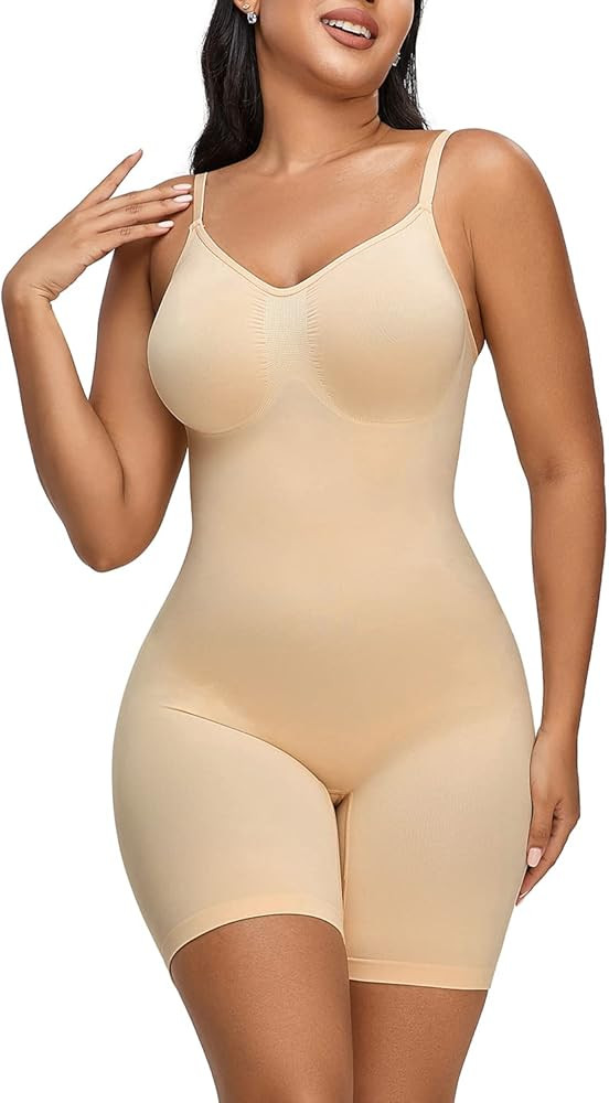 YIANNA Shapewear for Women Tummy Control Bodysuit Open Bust Mid Thigh Seamless Sculpting Body Sha... | Amazon (US)