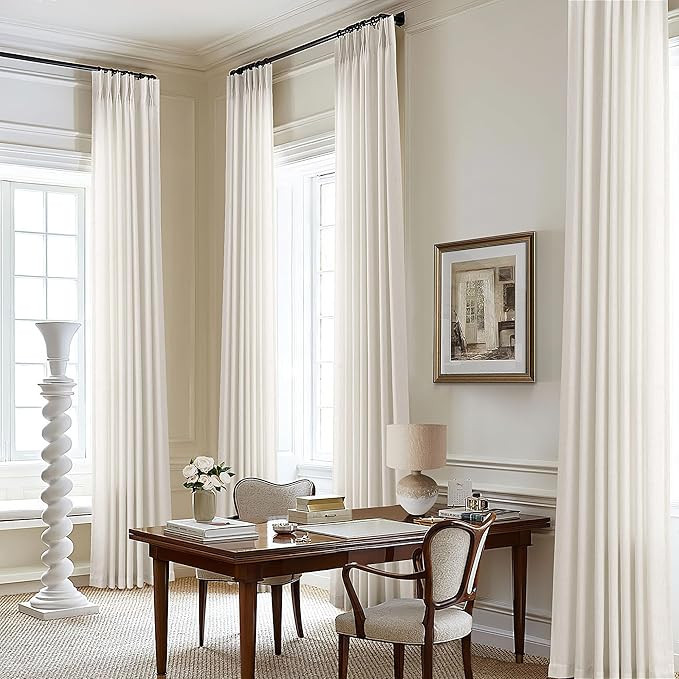 Pinch Pleated Linen Curtains 108 Inches Long for Living Room with Hooks Rings Back Tab Pinch Plea... | Amazon (US)