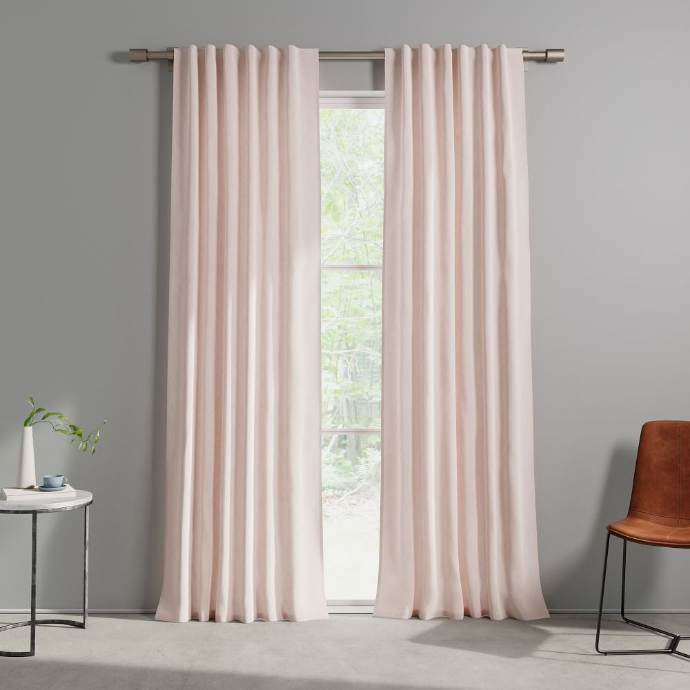 Cotton Canvas Fragmented Lines Curtains (Set of 2) - Pink Blush | West Elm (US)