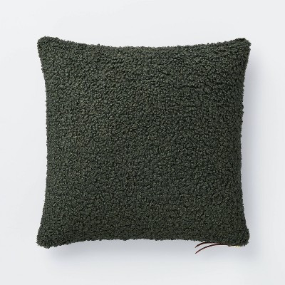 Boucle Square Throw Pillow with Exposed Zipper Green - Threshold™ designed with Studio McGe... | Target