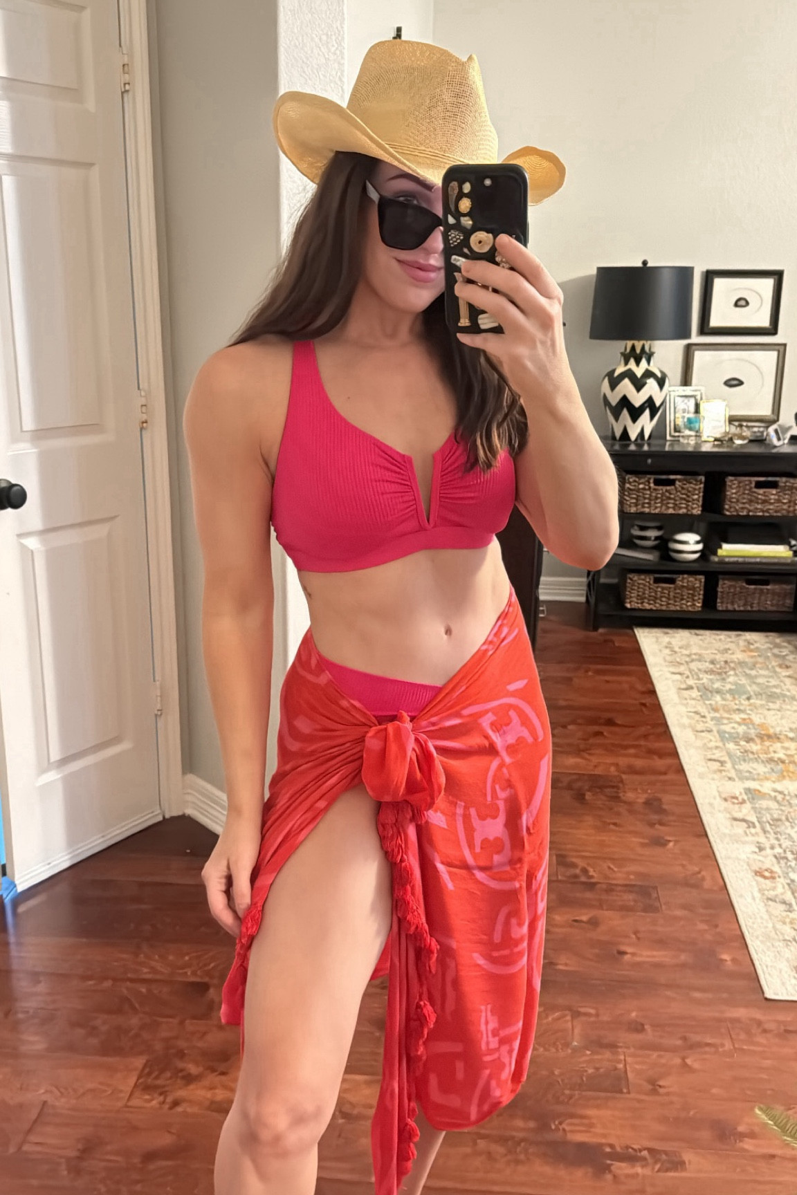 Beach vacation summer swimsuit pink bikini everything but water target cowboy hat

Sarong is old from Tory Burch

#LTKTravel #LTKSeasonal #LTKFindsUnder100
