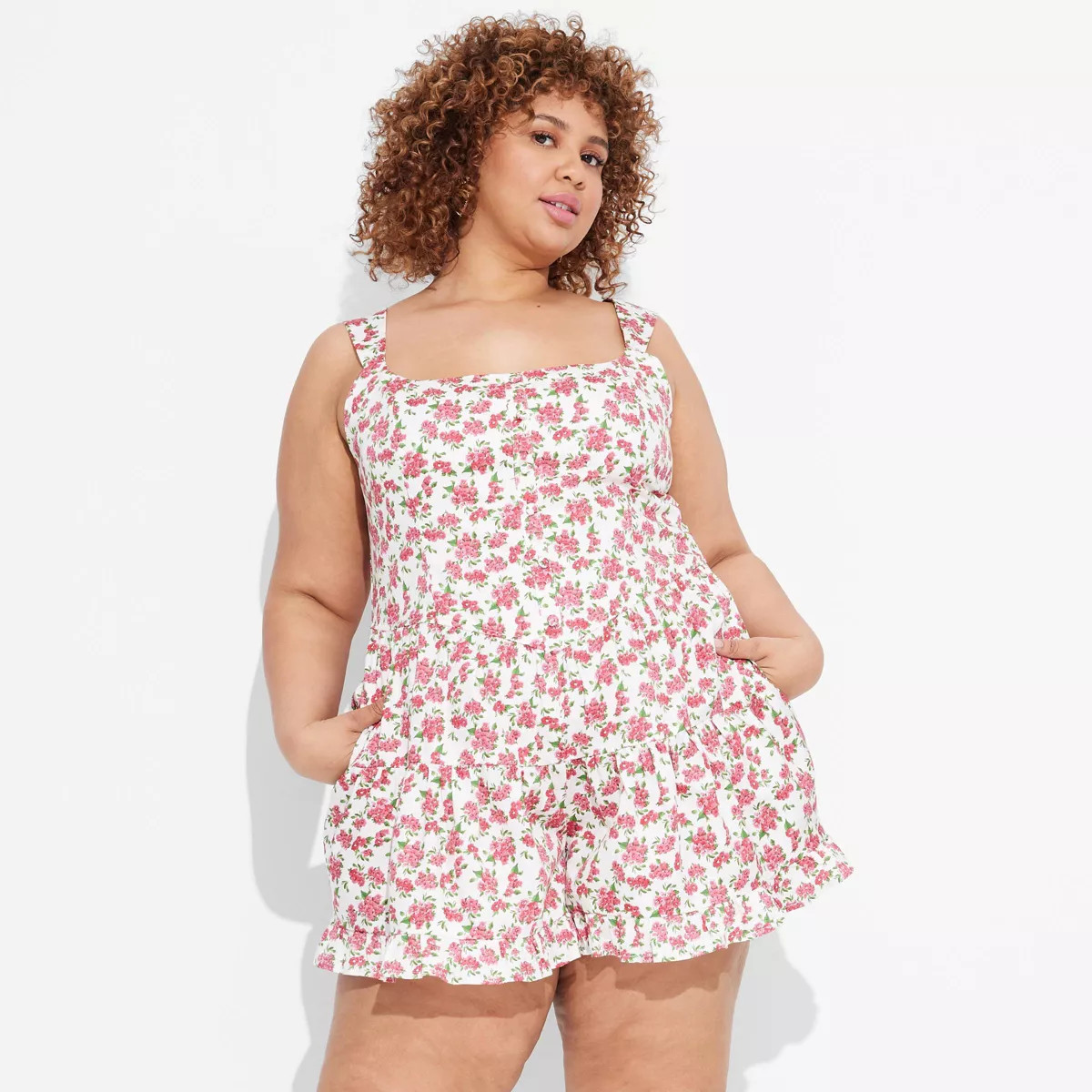 Women's Button-Front Tiered Romper - Wild Fable™ | Target