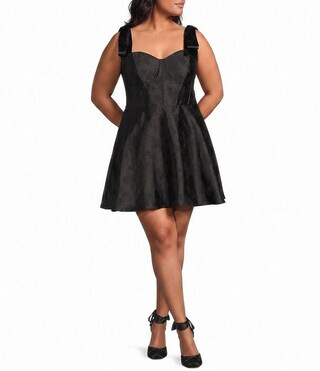 B. Darlin Plus Size Tie Shoulder Bustier Side Slit Dress - 15W | Dillard's