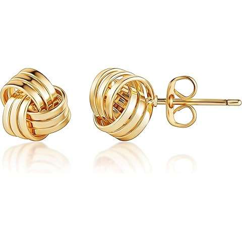 PAVOI 14K Gold Plated 925 Sterling Silver Post Love Knot Stud Earrings | Gold Earrings for Women | Amazon (US)