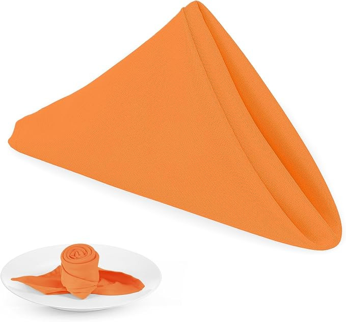 PLOYMONO Orange Heavy Duty Cloth Napkins - 17 x 17 Inch Solid Washable Polyester Dinner Napkins -... | Amazon (US)