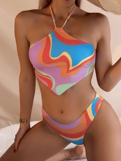 Color Block Bikini Swimsuit | SHEIN
