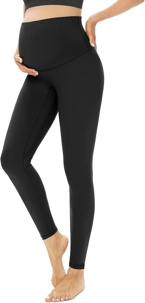 GLAMIX Women's Maternity Workout Leggings Over The Belly Stretch Full Length Naked Feeling Yoga Acti | Amazon (US)