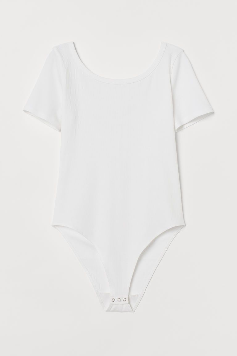 H & M - Ribbed Bodysuit - White | H&M (US)