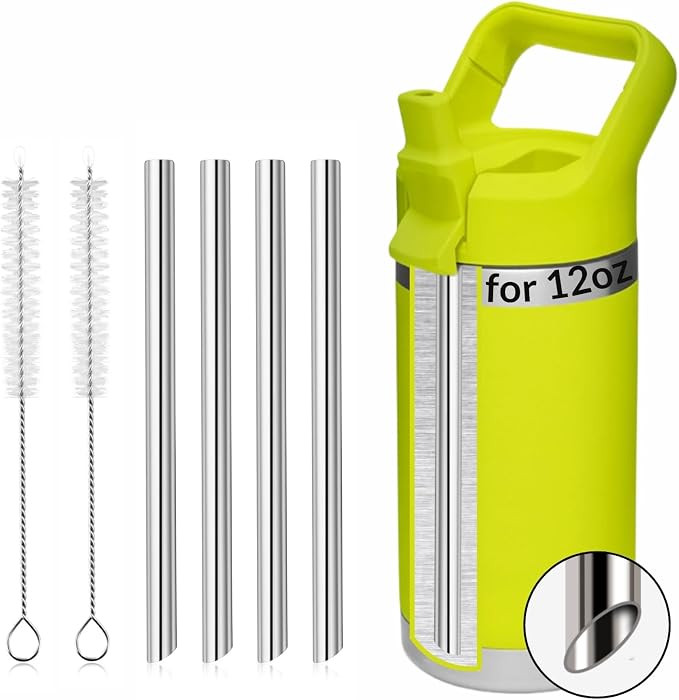 4PCS Replacement Metal Straw for YETI Rambler Jr. Water Bottle, Reusable Stainless Steel Replacem... | Amazon (US)