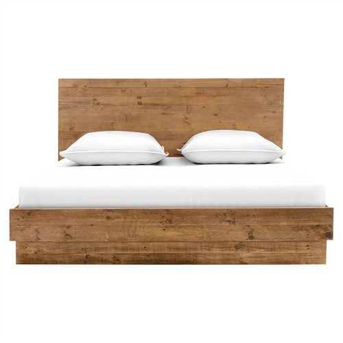 Nestor Rustic Lodge Brown Reclaimed Pine Wood Classic Bed - King | Kathy Kuo Home