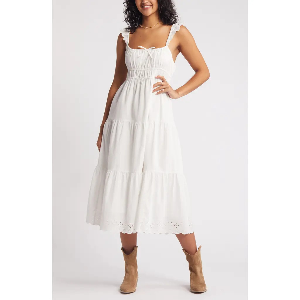 BP. Smocked Cotton Sundress in White Blanc at Nordstrom Rack, Size Large | Nordstrom Rack