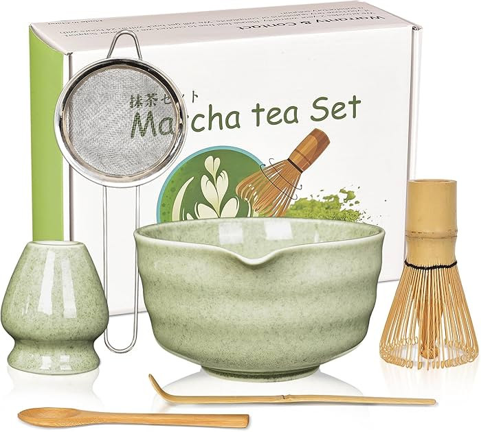 Matcha Set, Matcha Whisk Set Includes 17oz Matcha Bowl with Spout,Matcha Whisk,Chasen Holder, 2 S... | Amazon (CA)