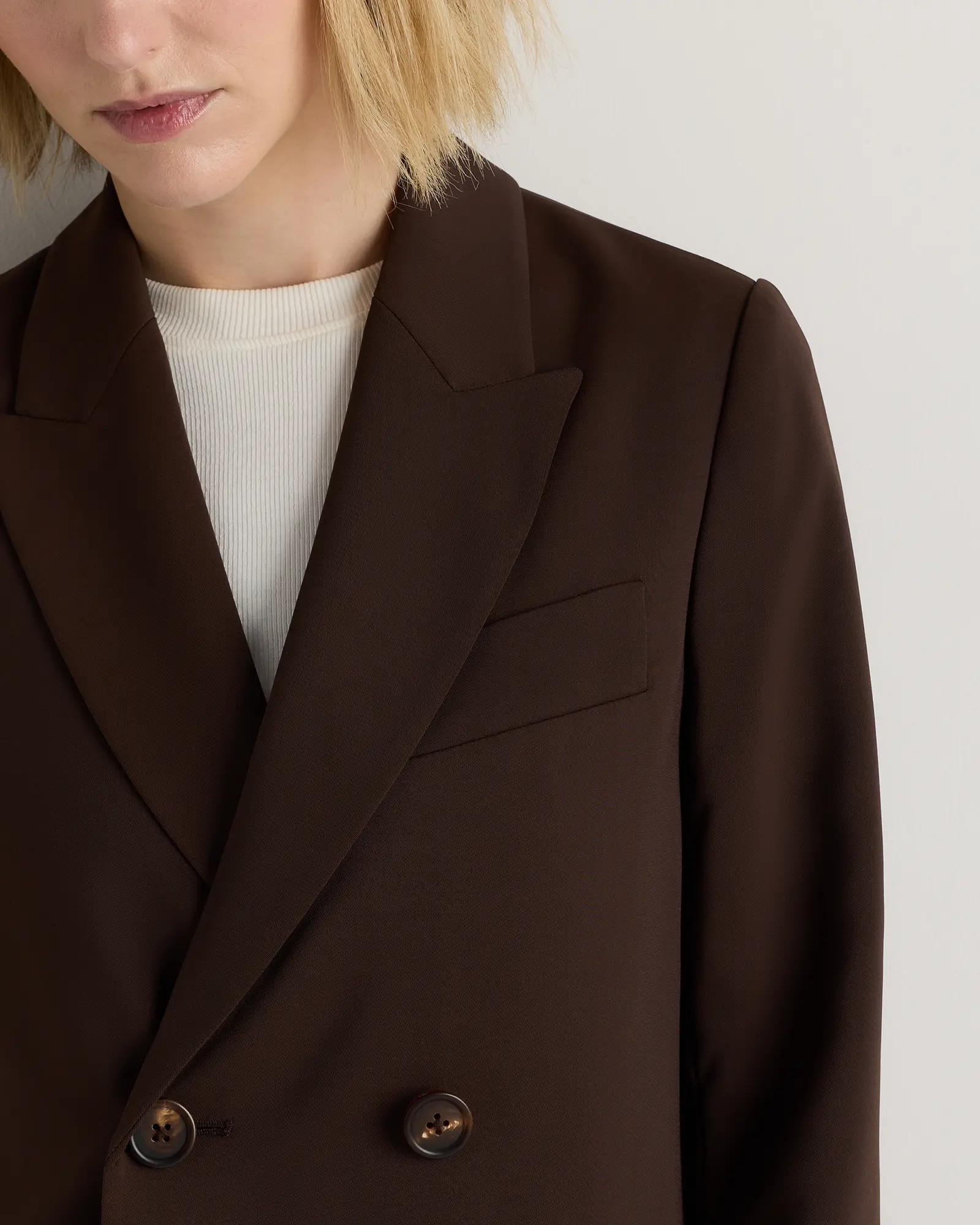 Stretch Crepe Relaxed Double Breasted Blazer | Quince
