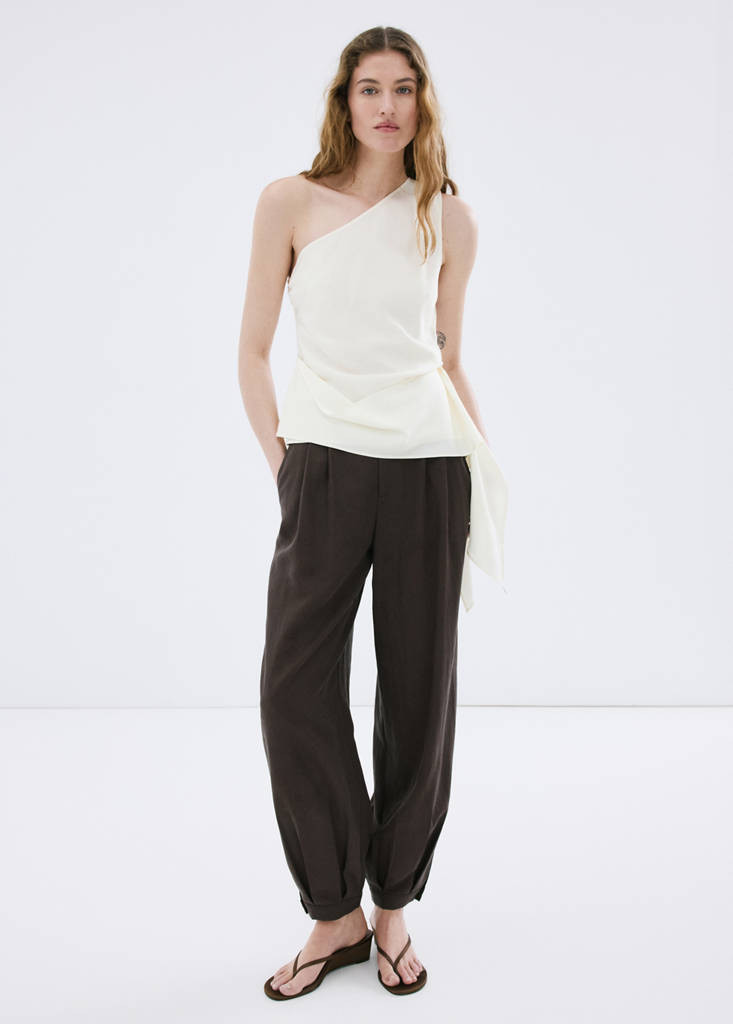 Asymmetrical lyocell top off white - Woman - S - MANGO | Mango (US/MX/AU)