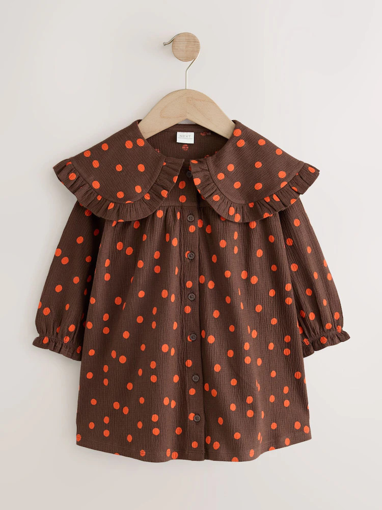 Brown Spot Long Sleeve Collar Dress (3mths-7yrs) | Next US