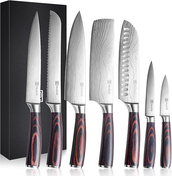 PAUDIN 7 Pieces Chef Knife Set, Professional Knives Set for Kitchen, Sharp High Carbon Stainless ... | Amazon (US)