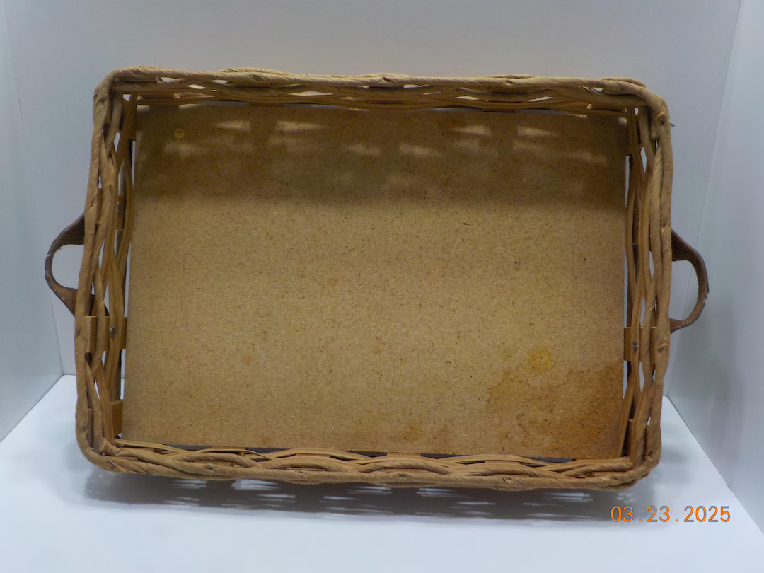 Vintage Pyrex Brand 233N Raffia/Cork Carrying Basket--Leather Handles | Etsy (US)