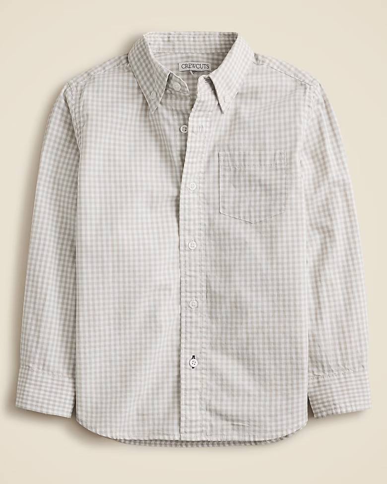Kids' stretch poplin button-down in gingham | J. Crew US