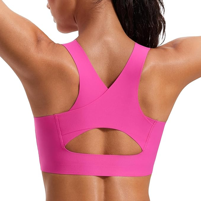 CRZ YOGA Womens Flex Sculpt Racerback Sports Bra - U Neck Medium Impact Padded Wireless Workout G... | Amazon (US)