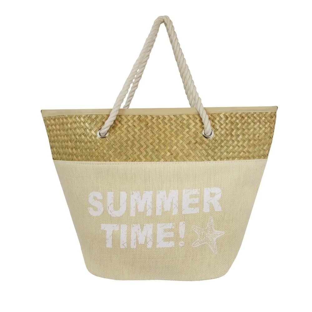 Summer Time Straw Cotton Beach Tote Bag | Walmart (US)
