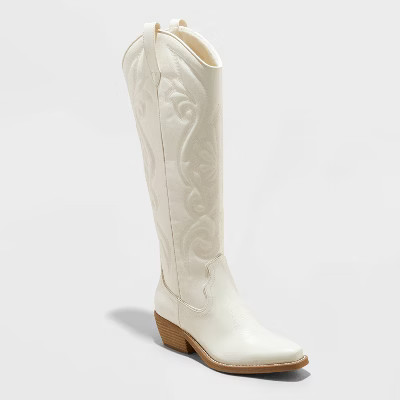 Women's Kenzi Western Boots with Memory Foam Insole - Wild Fable™ Ivory 10 | Target