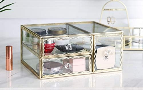 Amazon.com: Vanity Glass Makeup Display Organizer, Comestic Storage for Lipstick, Perfumes, Bathr... | Amazon (US)
