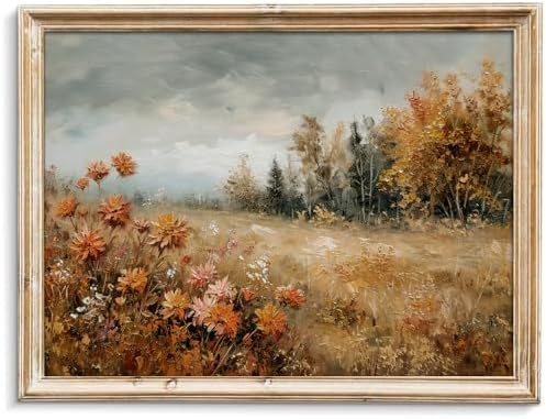 uniro Vintage Fall Landscape Wall Art, Wildflower Fall Canvas Art Print, Rustic Farmhouse Wall De... | Amazon (US)