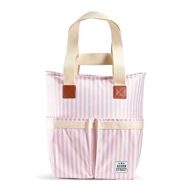 Acorn Street Insulated Wine Cooler Tote Bag with Removable Divider in Pink Vineyard Stripe | Walmart (US)