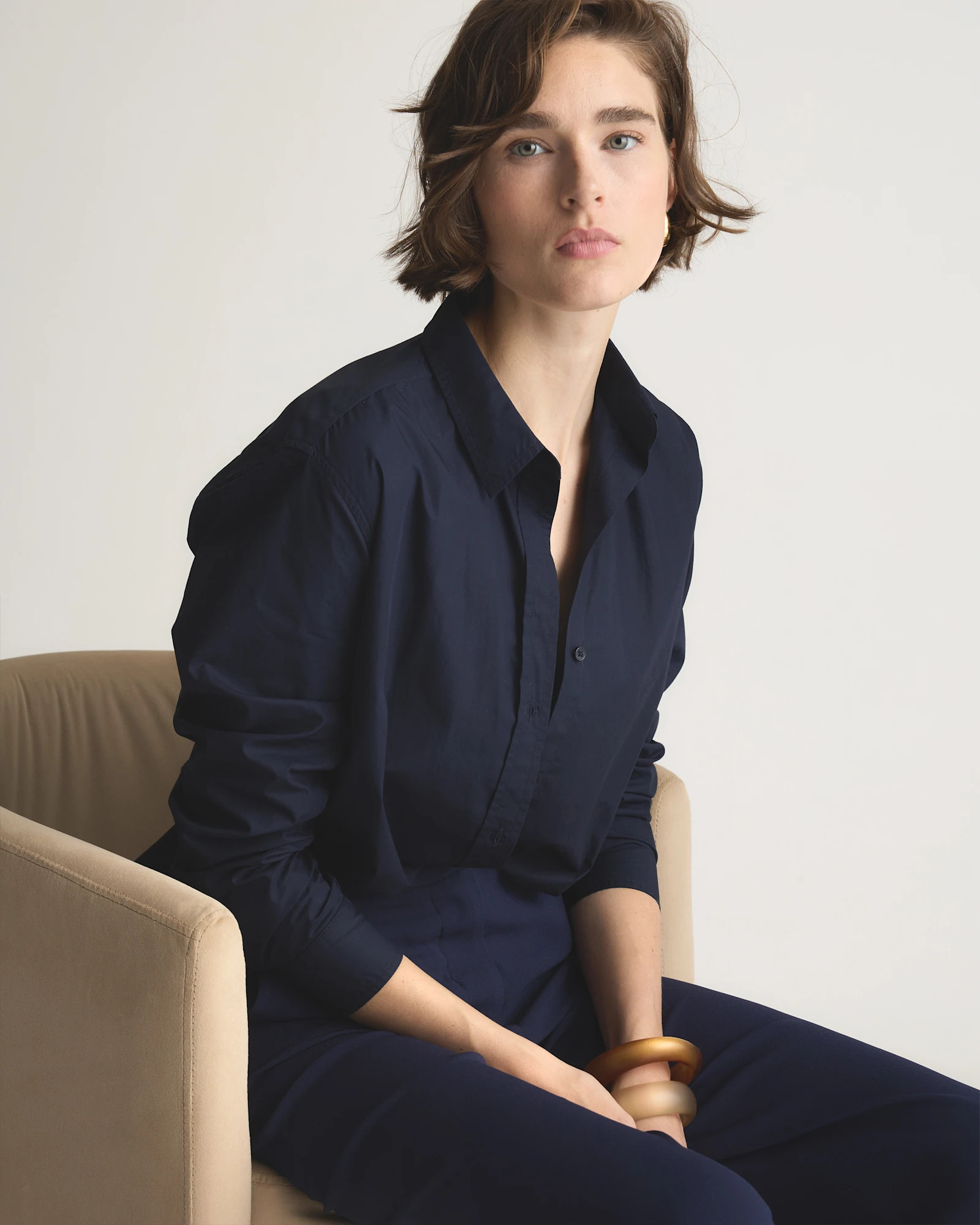 Quince | Women's Poplin Long Sleeve Shirt in White, Size Large, Organic Cotton | Quince