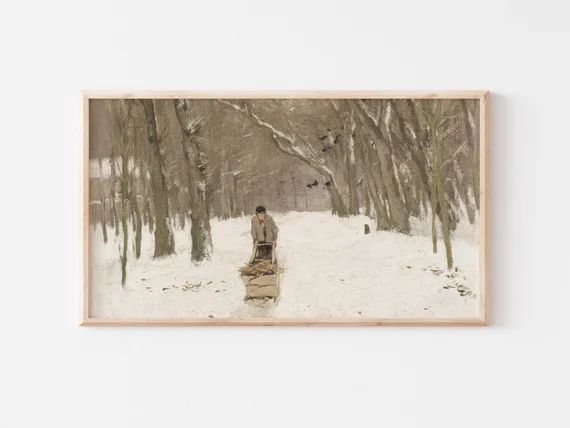 Samsung Frame TV Art File  Vintage Snowy Forest Landscape | Etsy | Etsy (US)