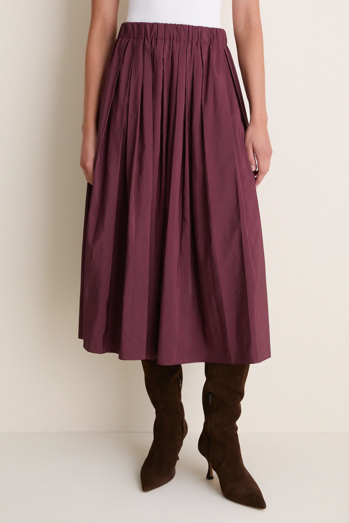 Wine Pleated Dixon Midi Skirt | Tuckernuck (US)