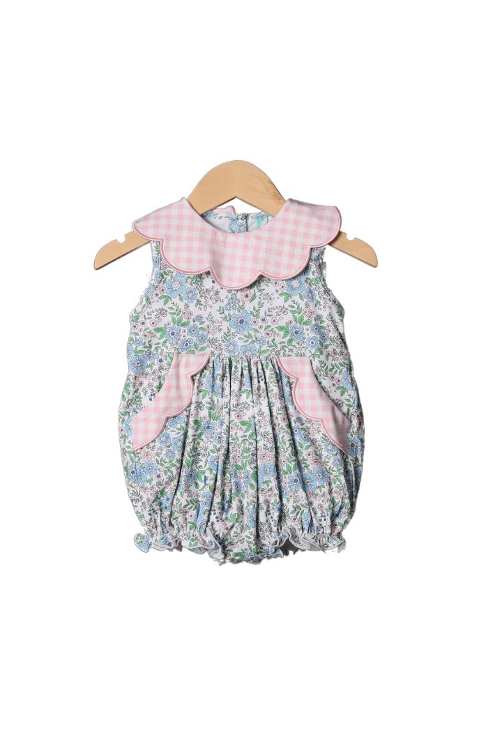Pretty in Pink Floral Scalloped Knit Bubble | The Smocked Flamingo