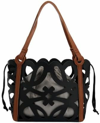 Hxinson Hollow Bucket Bags Black Tote Casual PU Leather Shoulder Bag Fashion Versatile Luxury Han... | Amazon (US)