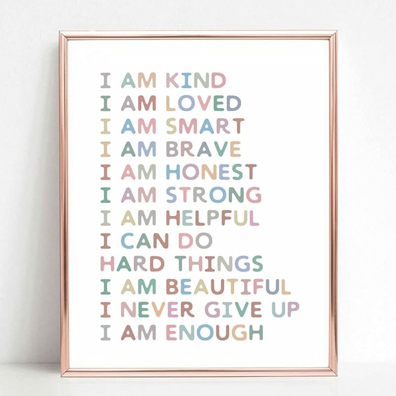 Affirmations Art Print, Gift For Kids, Kid Affirmations Wall Decor, Playroom Decor, Kids Bedroom ... | Amazon (US)