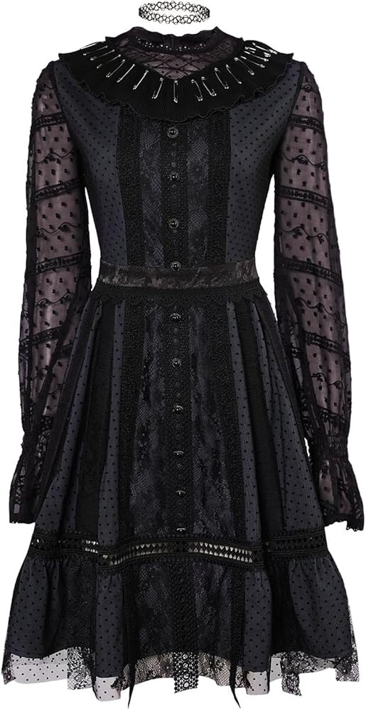 Vaianie Lydia Deetz Costume Women Lace Dress Gothic Medieval Dress Beetle Movies Cosplay Outfits ... | Amazon (US)