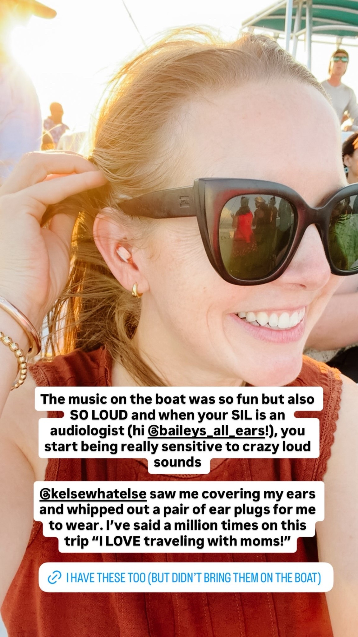The music on the boat was so fun but also SO LOUD and when your SIL is an audiologist (hi @baileys_all_ears!), you start being really sensitive to crazy loud sounds 

@kelsewhatelse saw me covering my ears and whipped out a pair of ear plugs for me to wear. I’ve said a million times on this trip “I LOVE traveling with moms!” I’ve linked my favorite earplugs below 👇

#LTKOver40 #LTKTravel