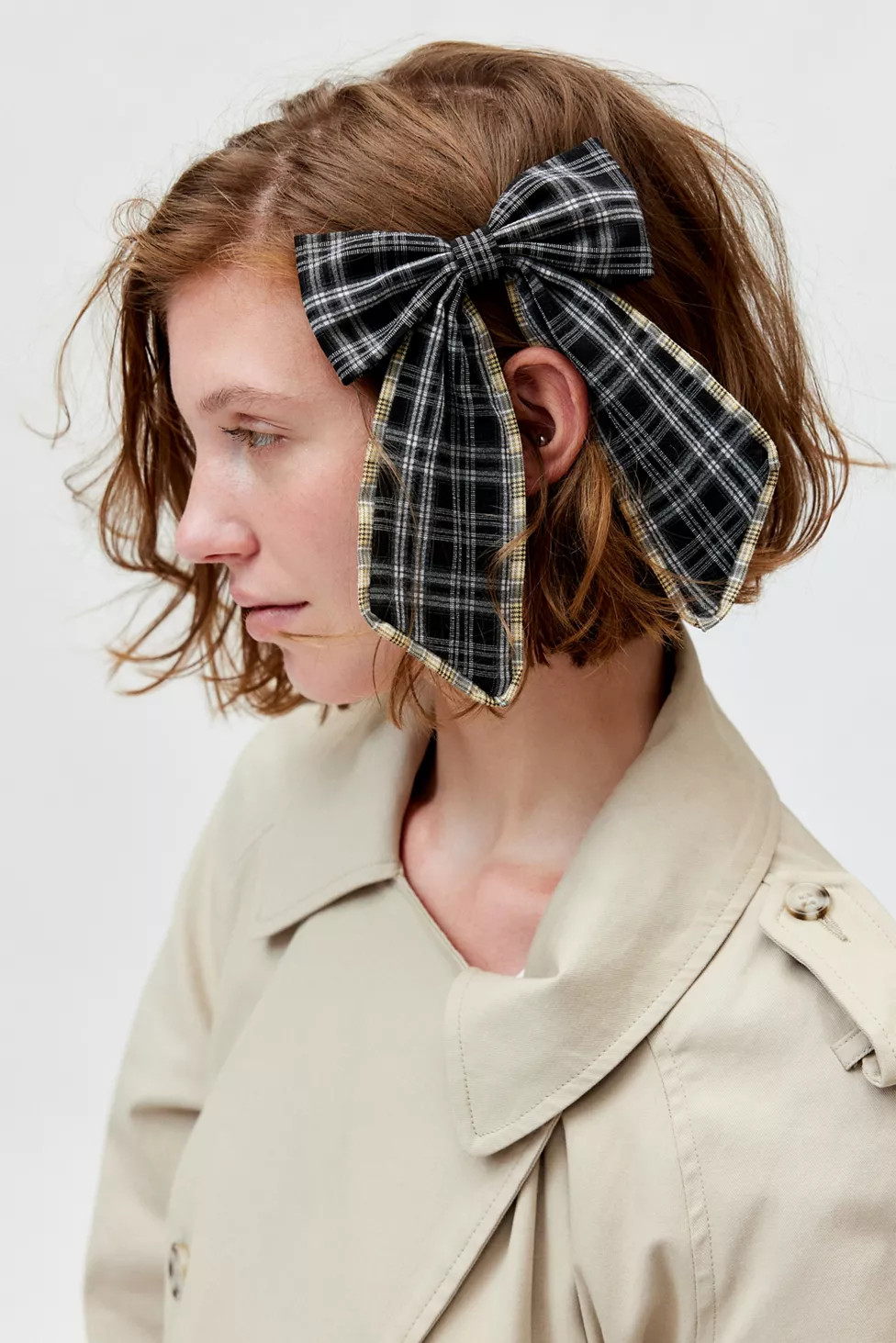 Plaid Hair Bow Barrette | Urban Outfitters (US and RoW)