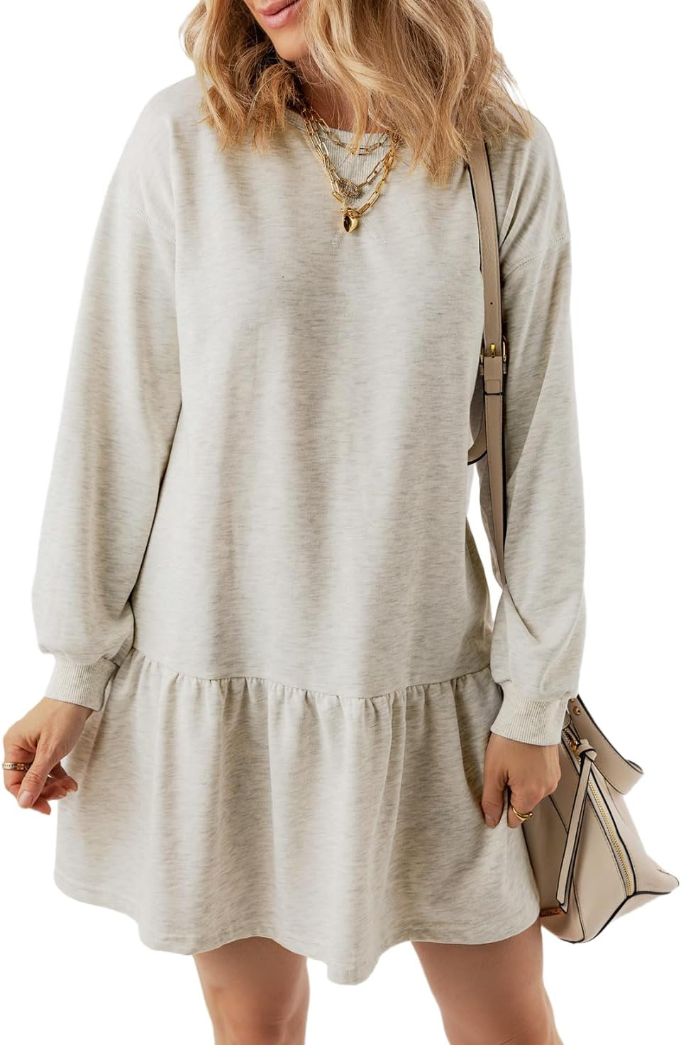 BLENCOT Womens Long Sleeve Sweatshirt Fall Dresses Ruffle Hem Pullover Tops | Amazon (US)
