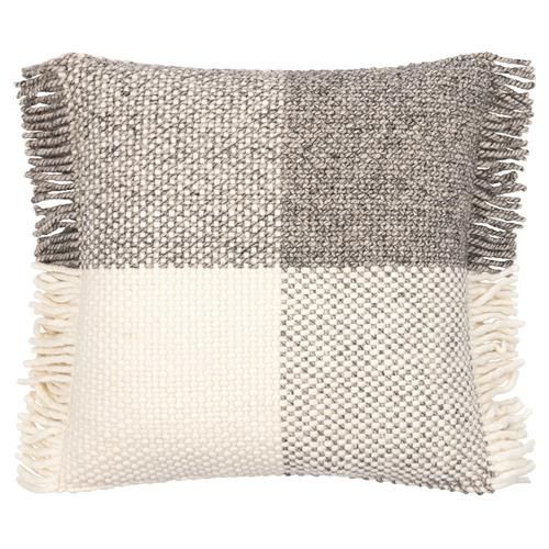 Pietro Coastal Beach Cream Wool Fringed Decorative Throw Pillow - 22x22 | Kathy Kuo Home