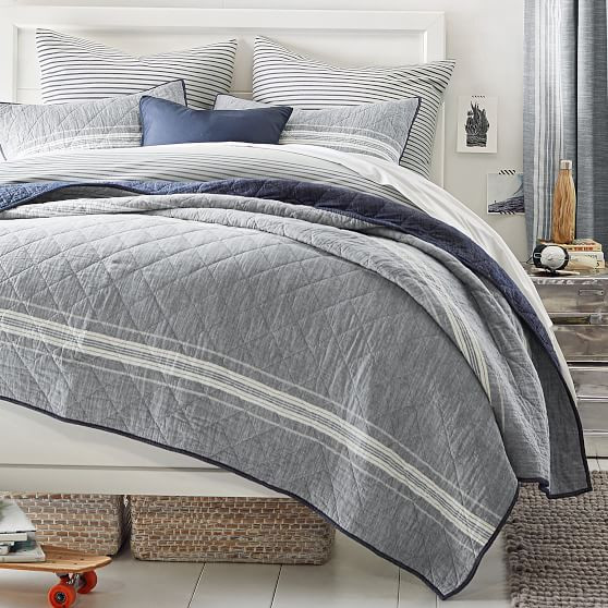 Windward Stripe Reversible Quilt & Sham | Pottery Barn Teen