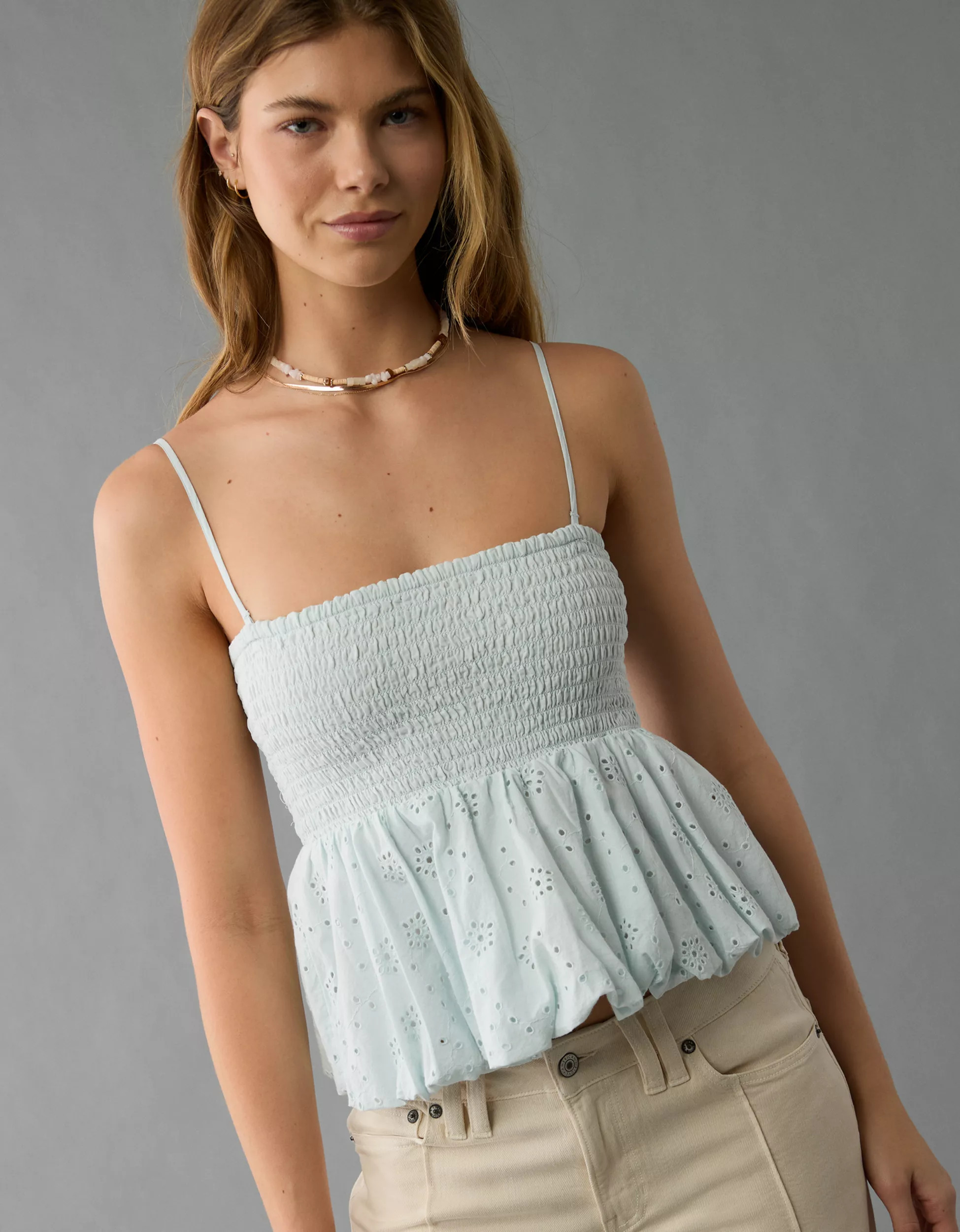 AE Eyelet Bubble Tube Top | American Eagle Outfitters (US & CA)