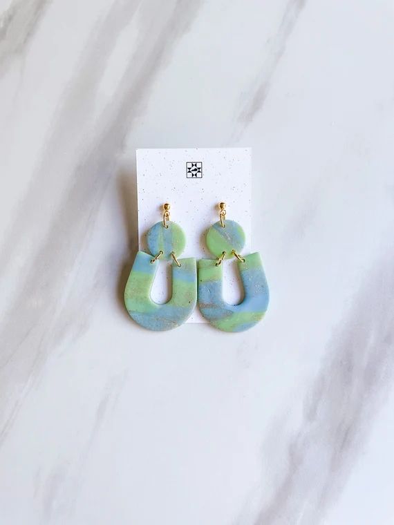 The Thoroughbred in Blue Green Swirl | Creative in Kentucky Earrings | Gifts for Her | Everyday J... | Etsy (US)