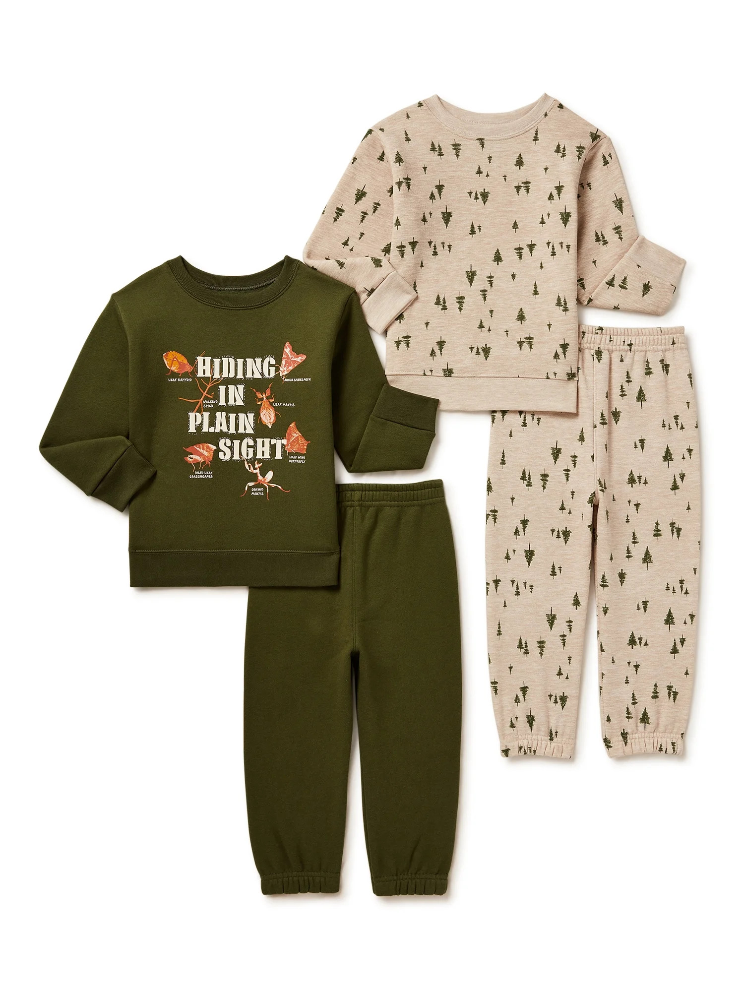 Garanimals Toddler Boys Fleece Sweatshirt and Sweatpants Outfit Set, 4-Piece, Sizes 2T-5T - Walma... | Walmart (US)