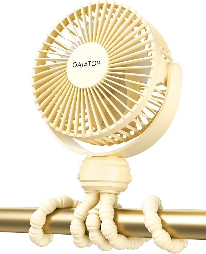 Gaiatop Mini Electric Fan with 5.5mm Gaps, Rechargeable, Detachable, 360 Rotate, 3 Speed, Yellow | Amazon (US)