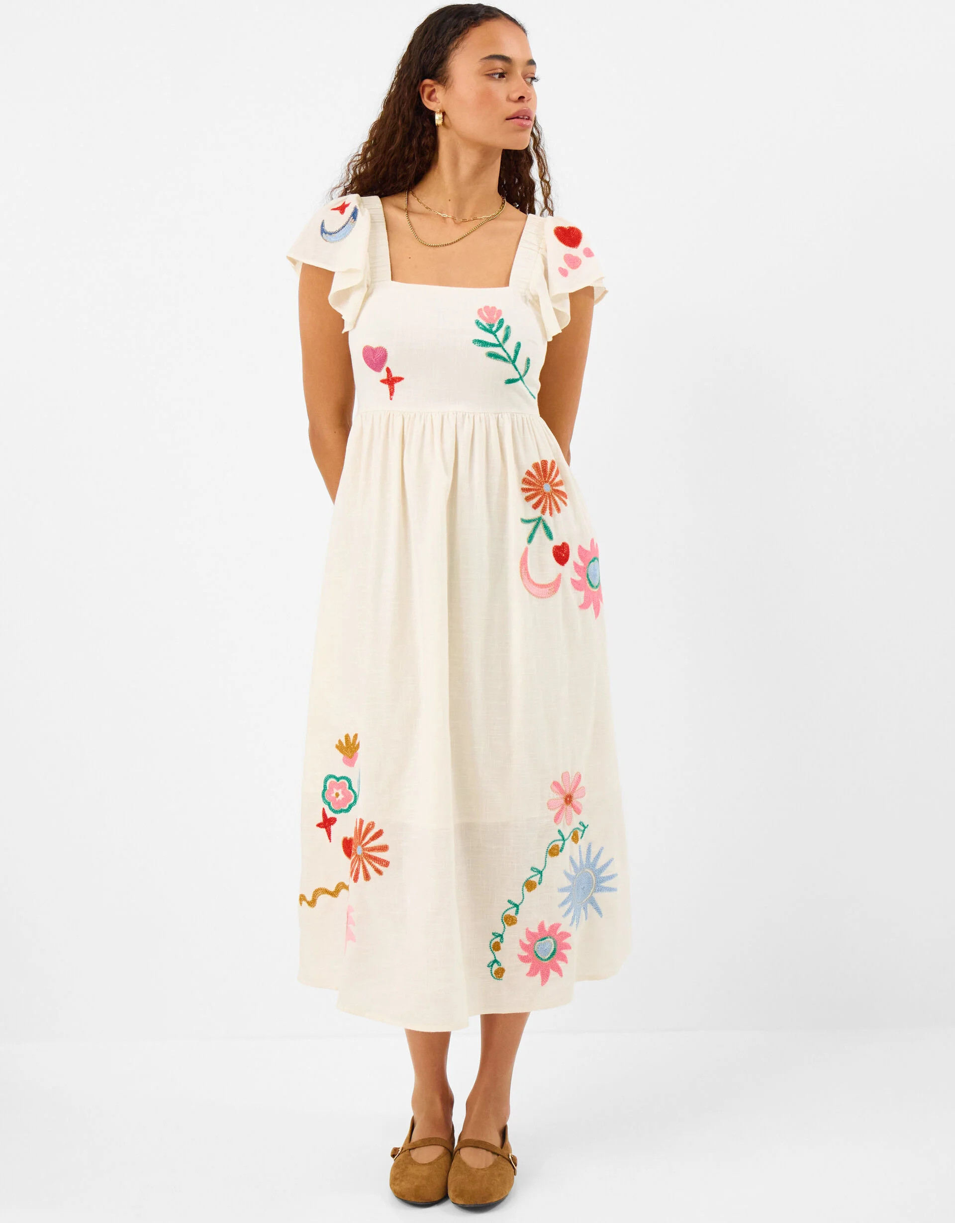 Floral Embroidered Midi Dress Cream | Accessorize (Global)