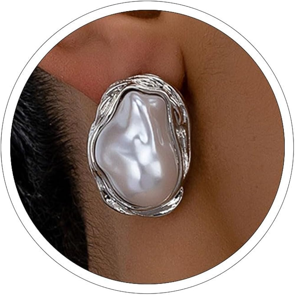 Big Baroque Pearl Earrings for Women Trendy Gold Pearl Statement Earrings Large Gold Chunky Earri... | Amazon (US)