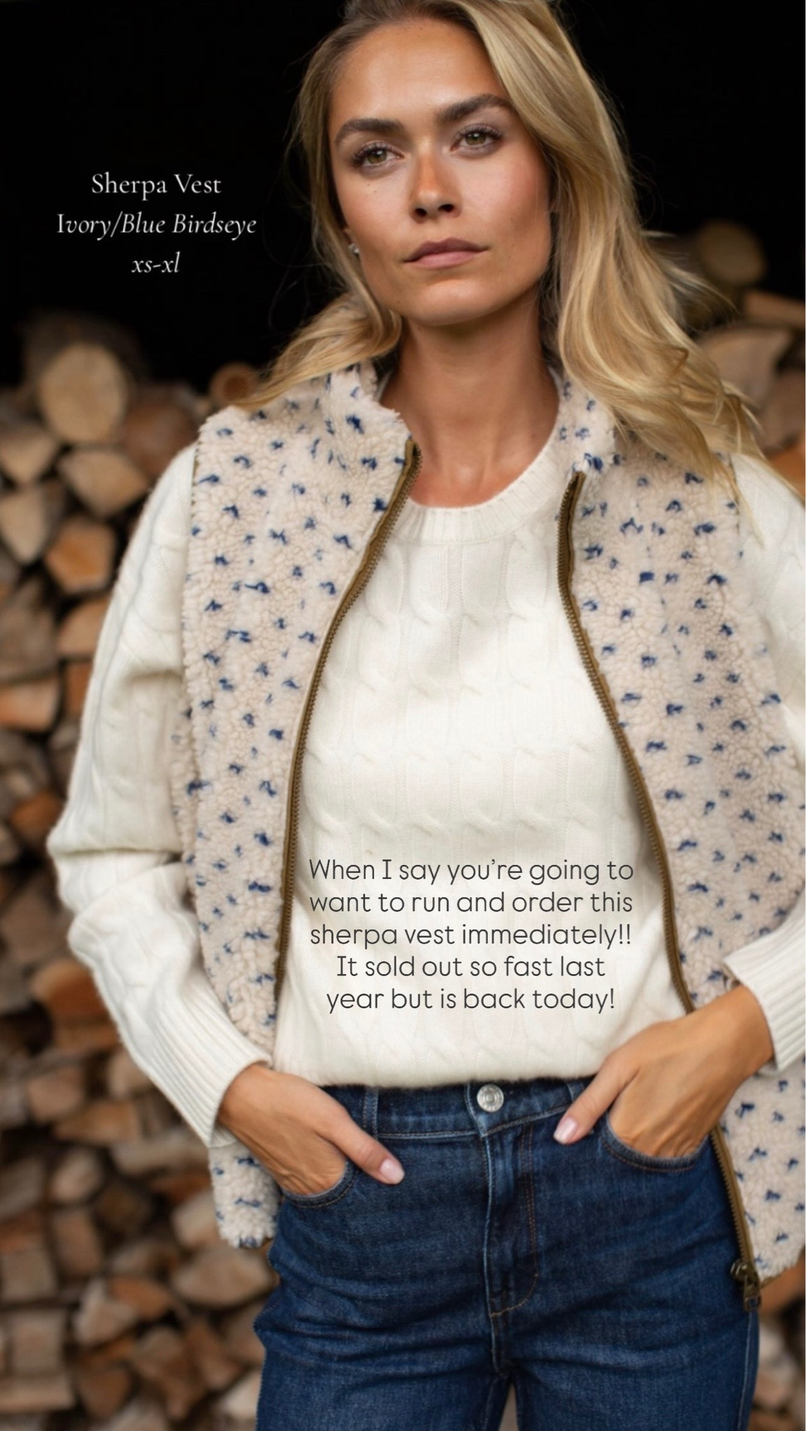 When I say you’re going to want to run and order this sherpa vest immediately!! It sold out so fast last year but is back today!