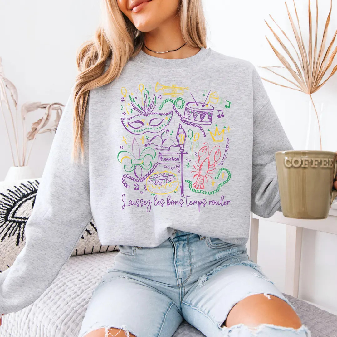 Mardi Gras Sweatshirt for Women Laissez Les Bon Temps Rouler Sweatshirt Mardi Gras Sweatshirt Plu... | Etsy (US)